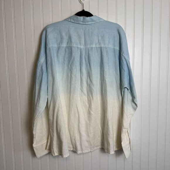 Jason Wu NWT Linen Blend Dip Dye Button Down Long Sleeve N38 - Picture 7 of 7